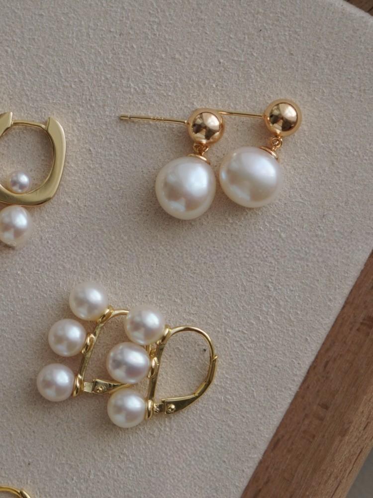 Freshwater Pearl Triple Row Gold Plated Earrings
