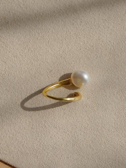 Natural Baroque Pearl Spiral Adjustable Ring