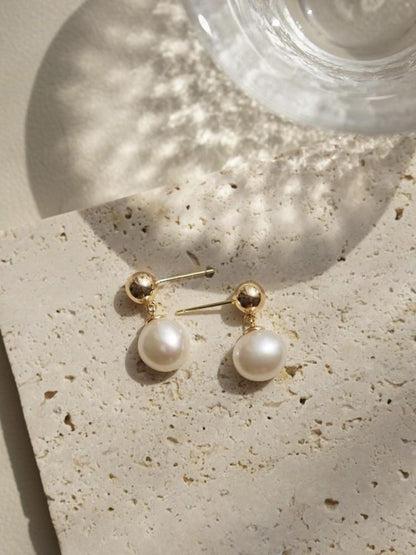Baroque Freshwater Pearl Gold Plated Stud Earrings