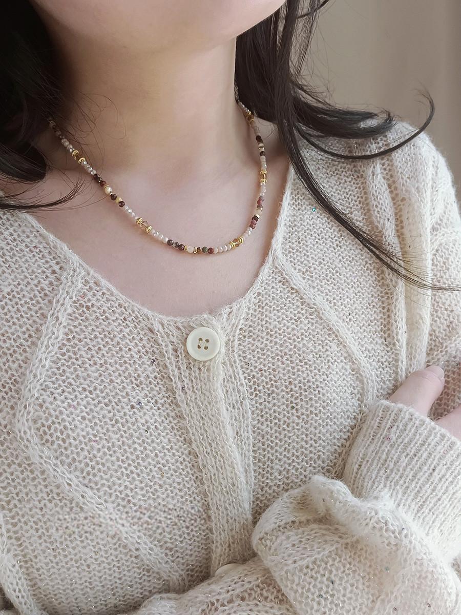 Natural Stone Minimalist Beaded Necklace