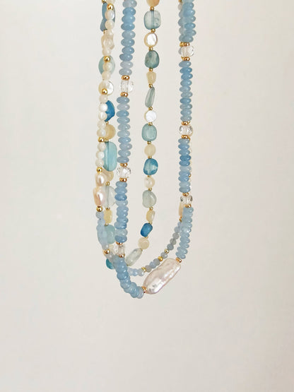 Aquamarine Natural Shell Pearl Necklace