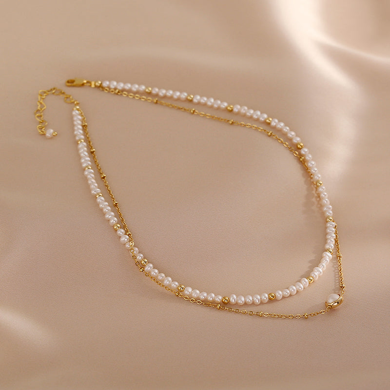 Elegance Double-Layer Pearl Choker Necklace