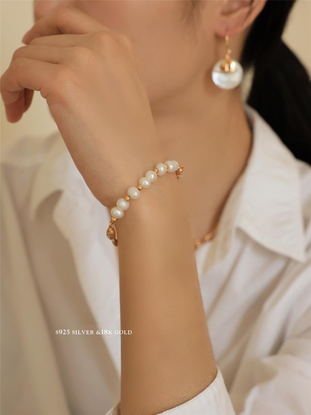 Unevenness Pearl S925 Gold Plated Bracelet