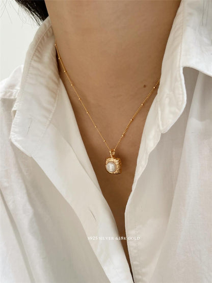 8mm Freshwater Pearl S925 Gold Plated Necklace