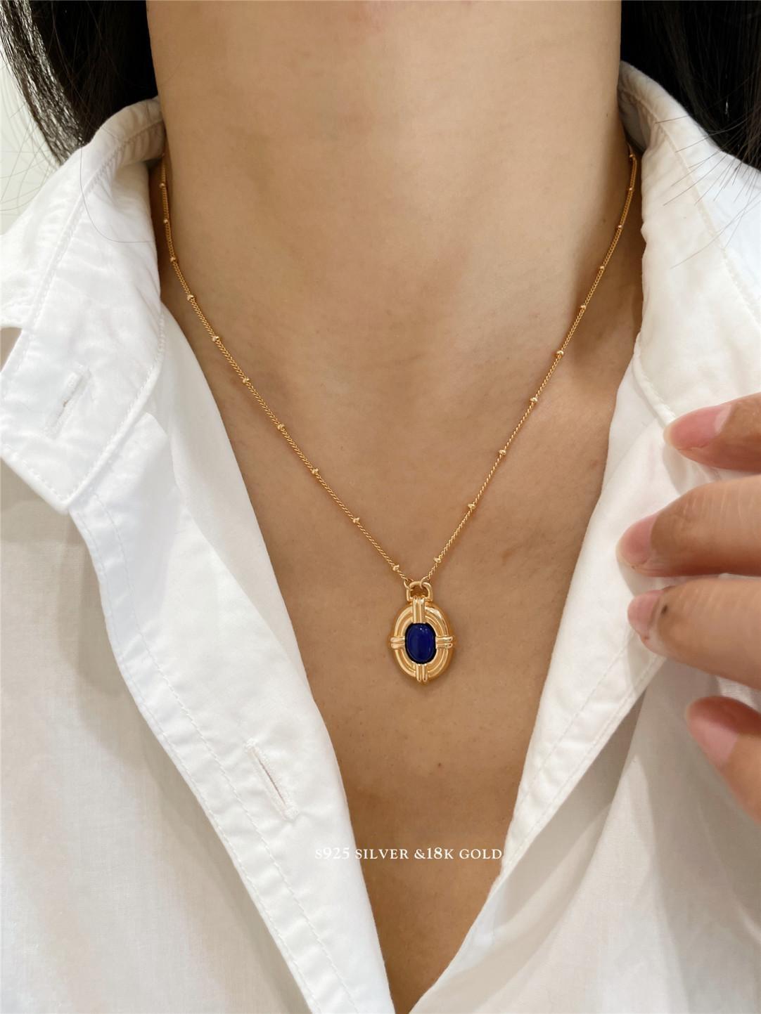 Vintage Lapis Lazuli Gold Plated Necklace