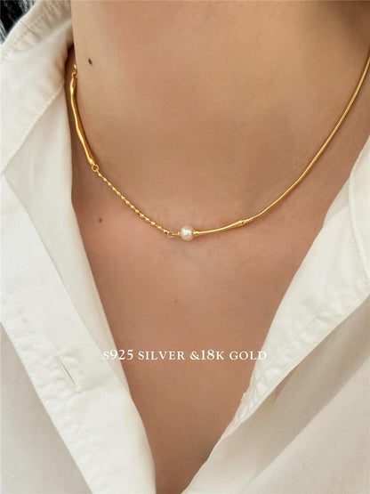 Minimalist Gold Plated Pearl Necklace