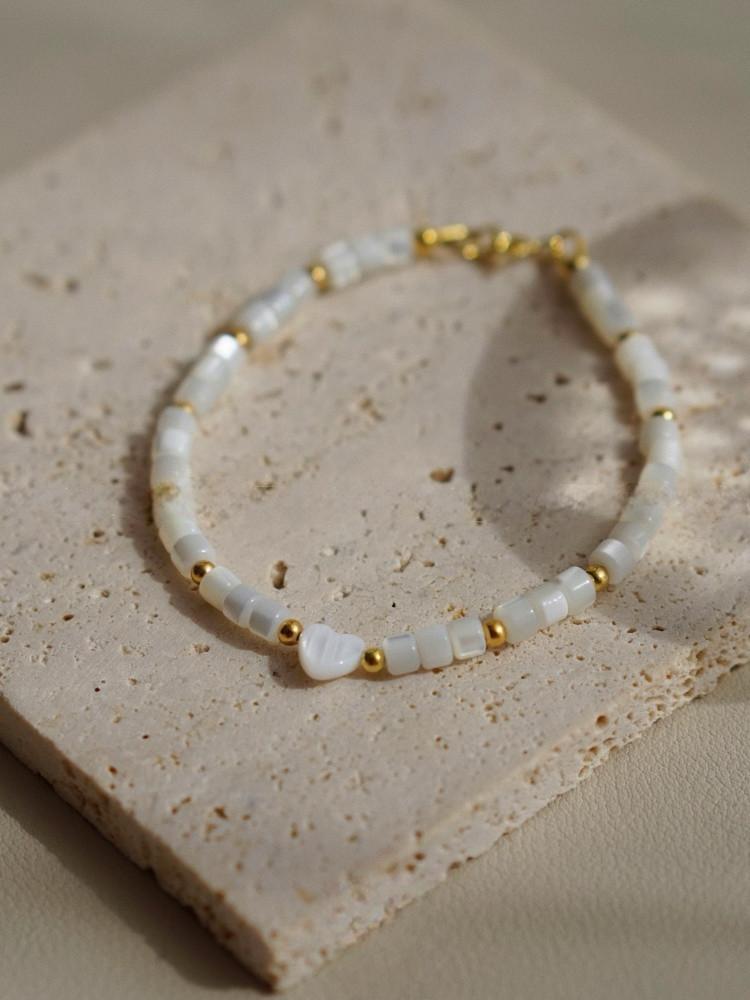 Natural Shell Heart Gold Plated Bracelet