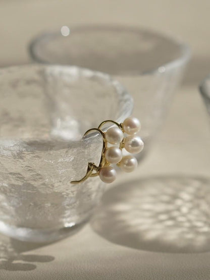 Freshwater Pearl Triple Row Gold Plated Earrings