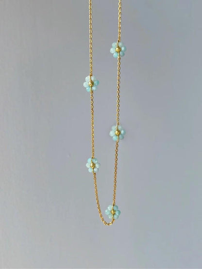 Floral Natural Stone Beaded Necklace
