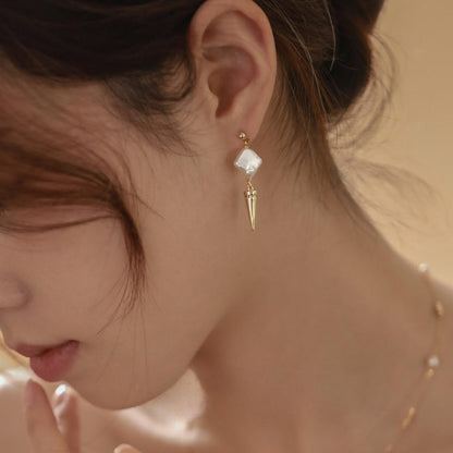 Irregular Baroque Pearl Cone Stud Earrings