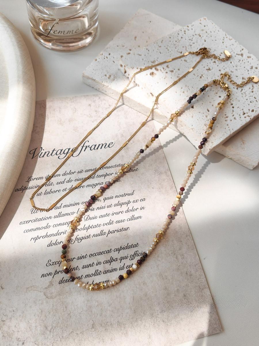 Natural Stone Minimalist Beaded Necklace