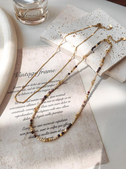 Natural Stone Minimalist Beaded Necklace