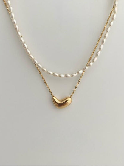 S925 Silver Small Gold Bead Stud Earrings Necklace Sets