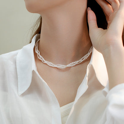 14K Rolled Gold Triple - Layer Pearl Necklace