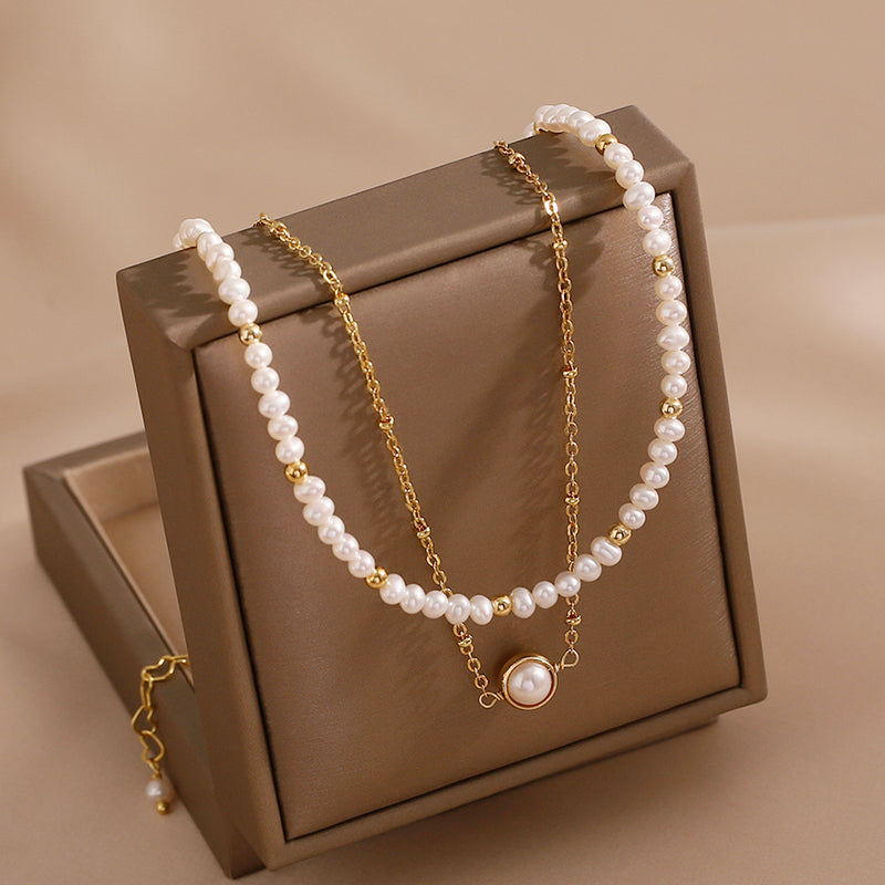 Elegance Double-Layer Pearl Choker Necklace