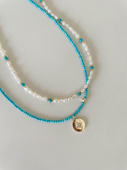 Baroque Raw Blue Turquoise Starlight Necklace