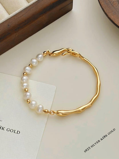 Unevenness Pearl S925 Gold Plated Bracelet