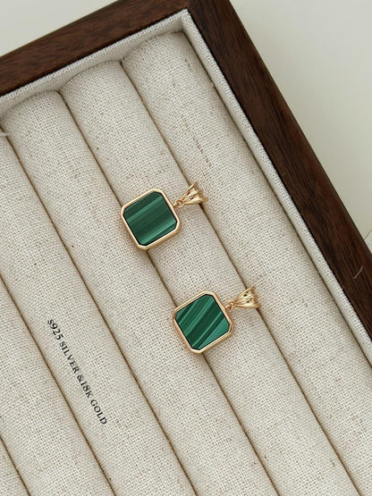 Malachite Gold Plated Earrings