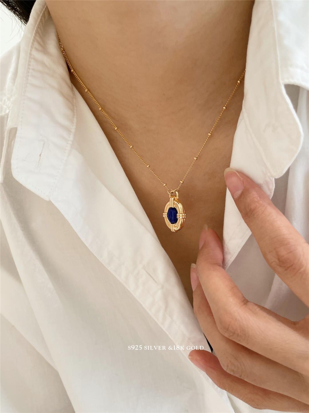 Vintage Lapis Lazuli Gold Plated Necklace