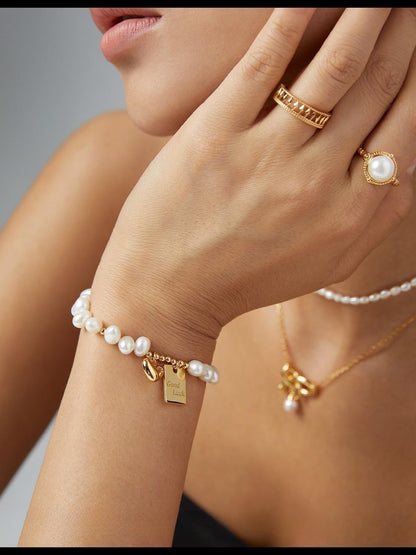 Heart and Plaque Charm Bracelet