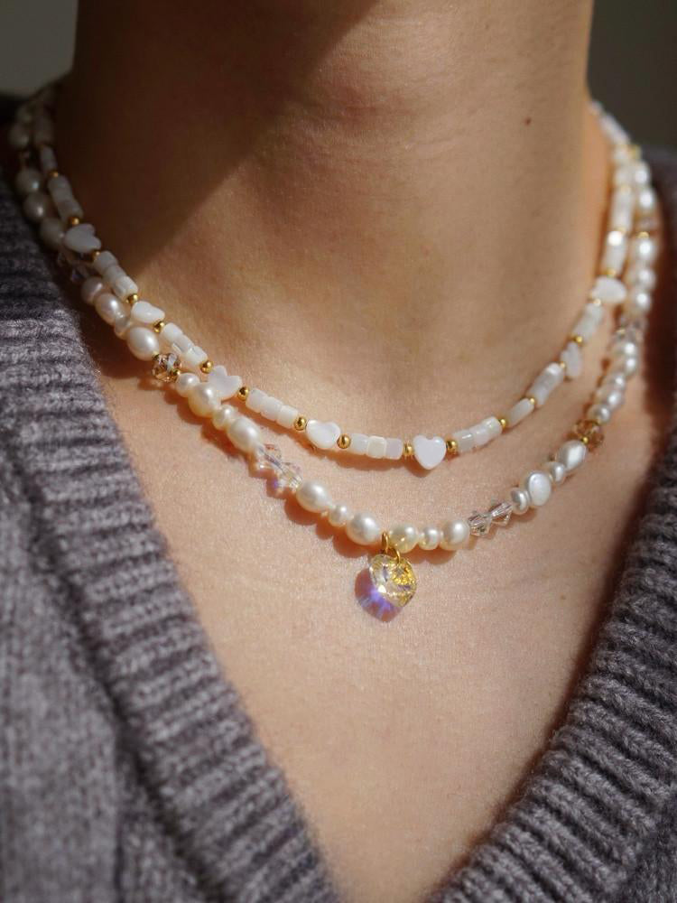 Natural Shell Heart Pendant Necklace