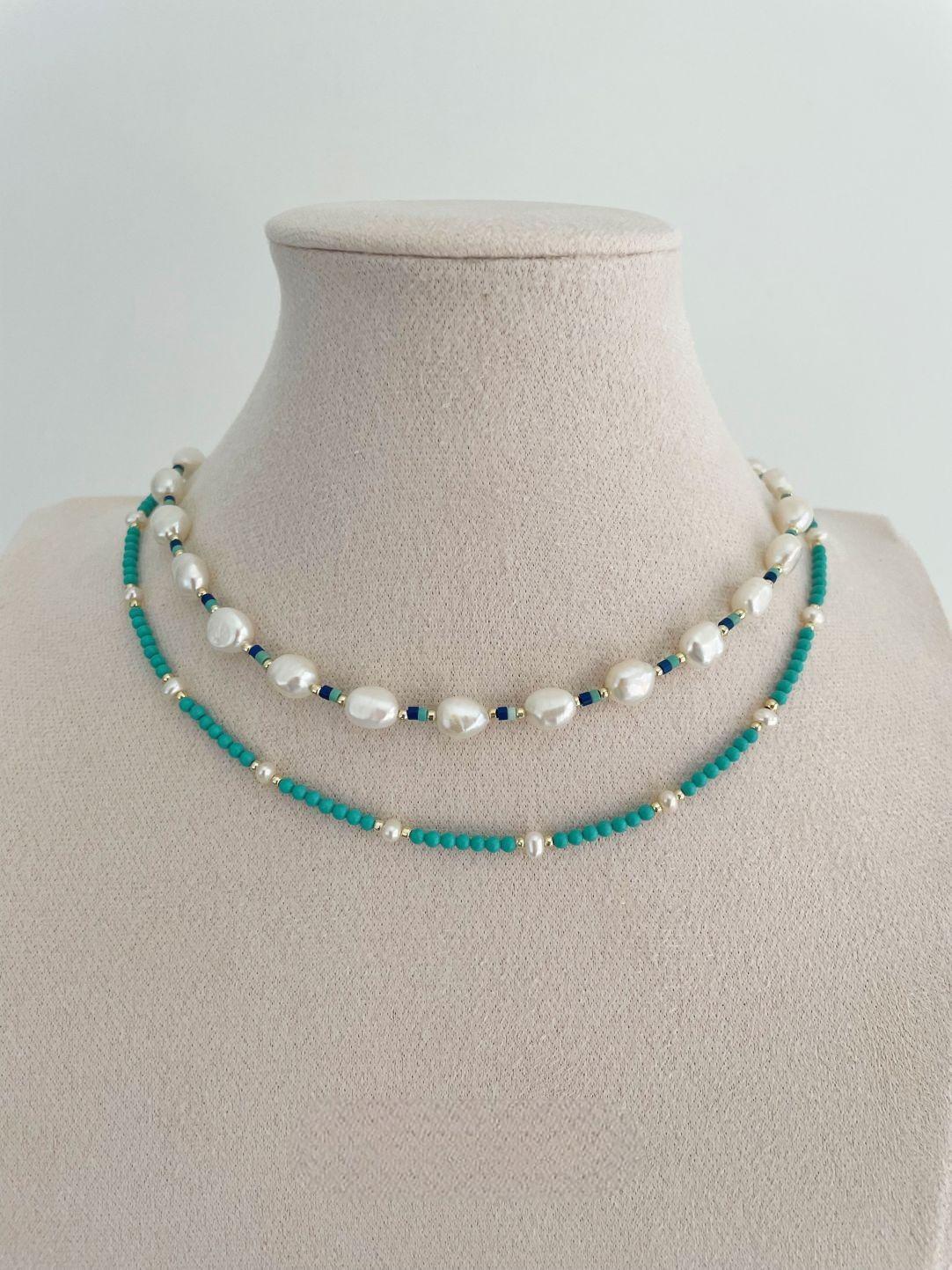Lapis Lazuli Turquoise Baroque Pearl Necklace