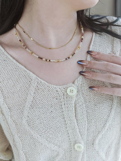 Natural Stone Minimalist Beaded Necklace