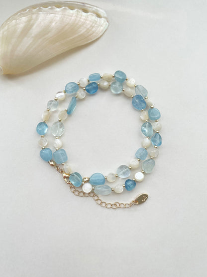 Aquamarine Natural Shell Pearl Necklace