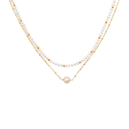 Elegance Double-Layer Pearl Choker Necklace