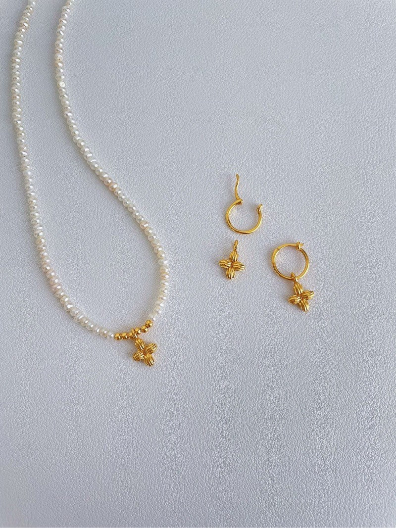 Baby Pearl Necklace with Cross Pendant