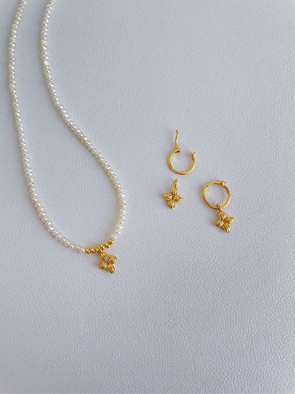 Baby Pearl Necklace with Cross Pendant