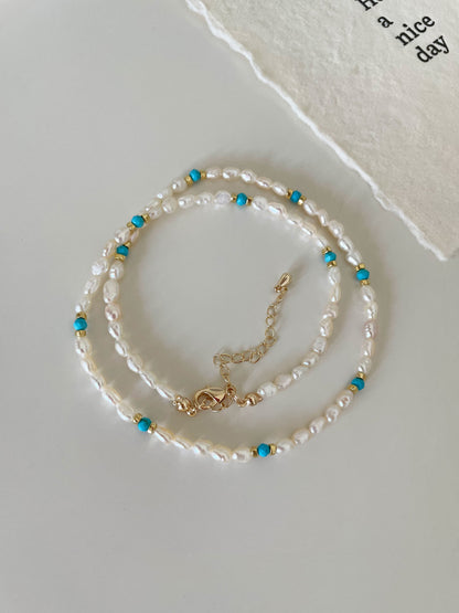 Baroque Raw Blue Turquoise Starlight Necklace