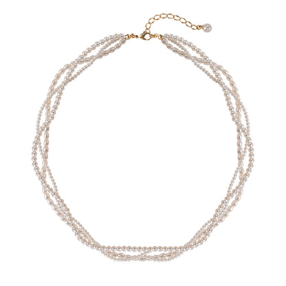 14K Rolled Gold Triple - Layer Pearl Necklace