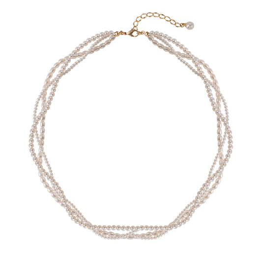 14K Rolled Gold Triple - Layer Pearl Necklace