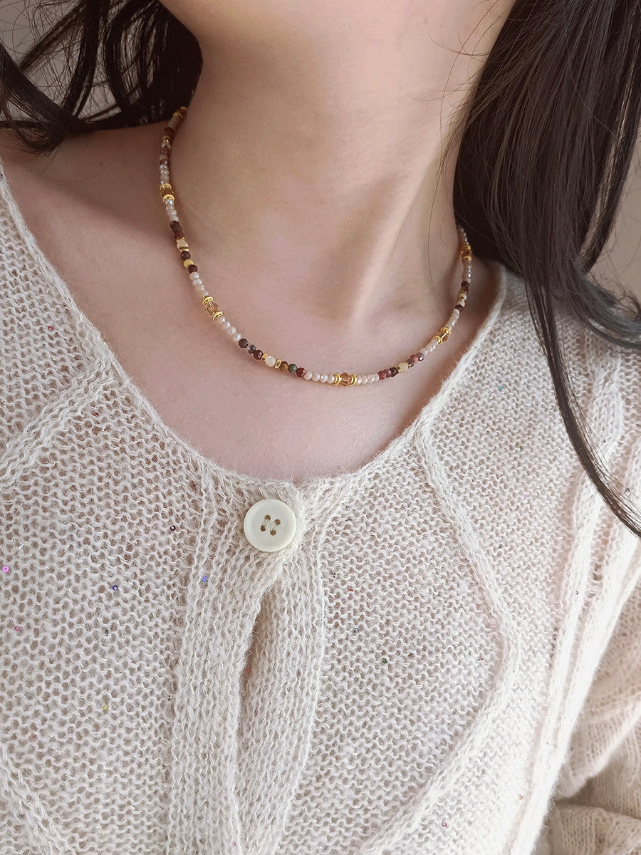 Natural Stone Minimalist Beaded Necklace
