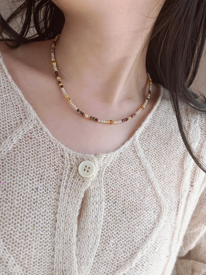 Natural Stone Minimalist Beaded Necklace