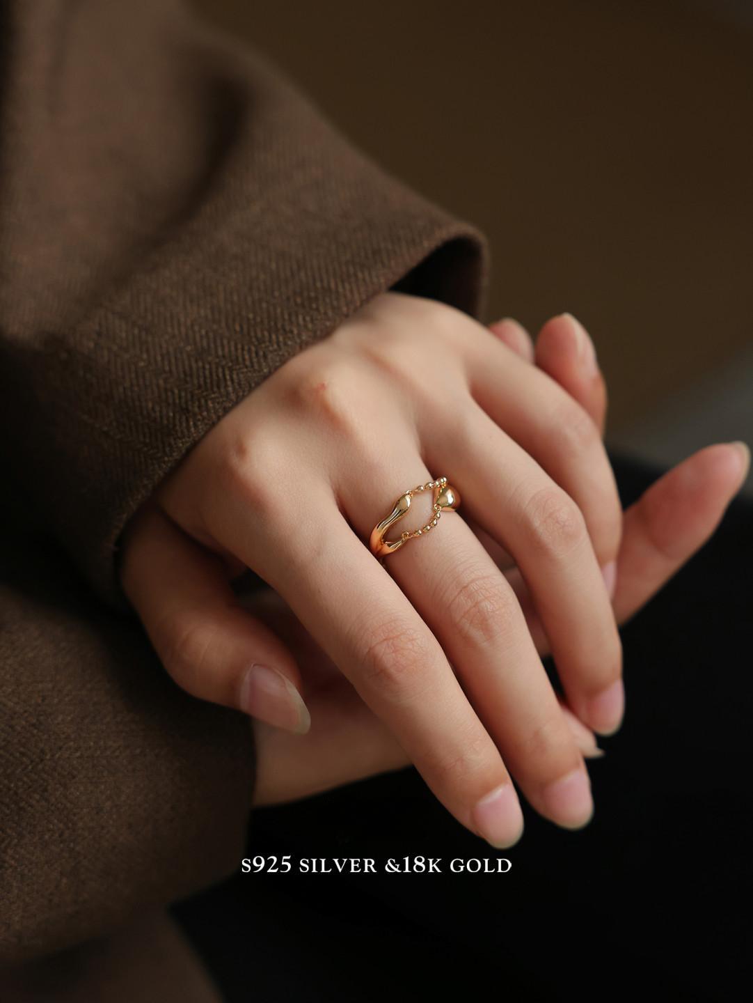 Minimalist Gold Plated Adjustable S925 Ring