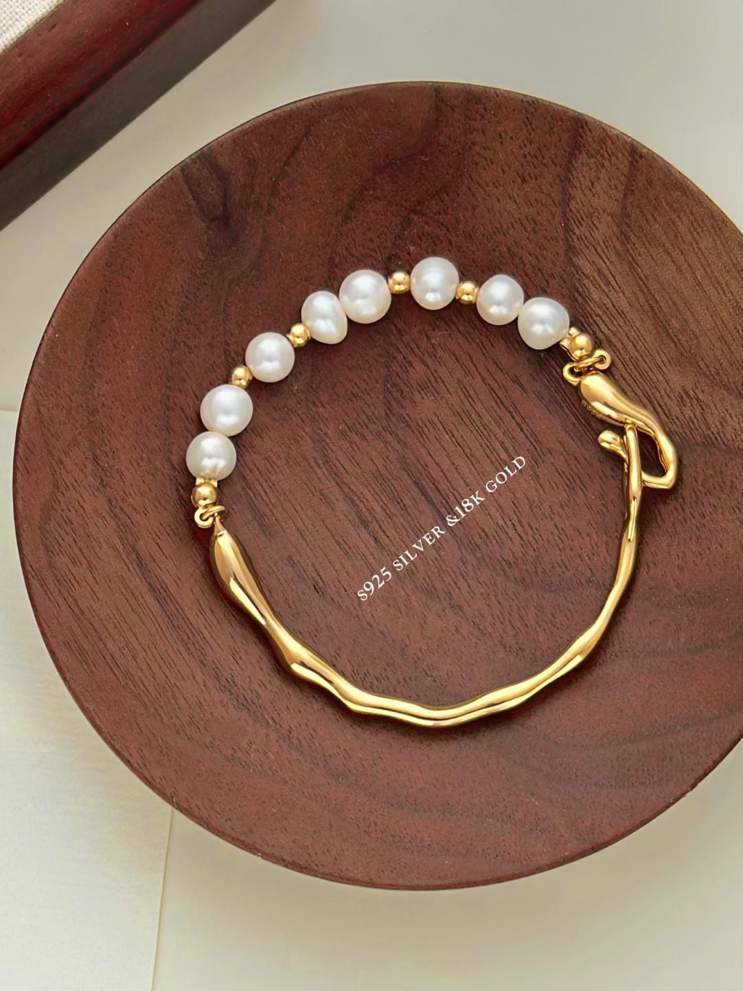 Unevenness Pearl S925 Gold Plated Bracelet