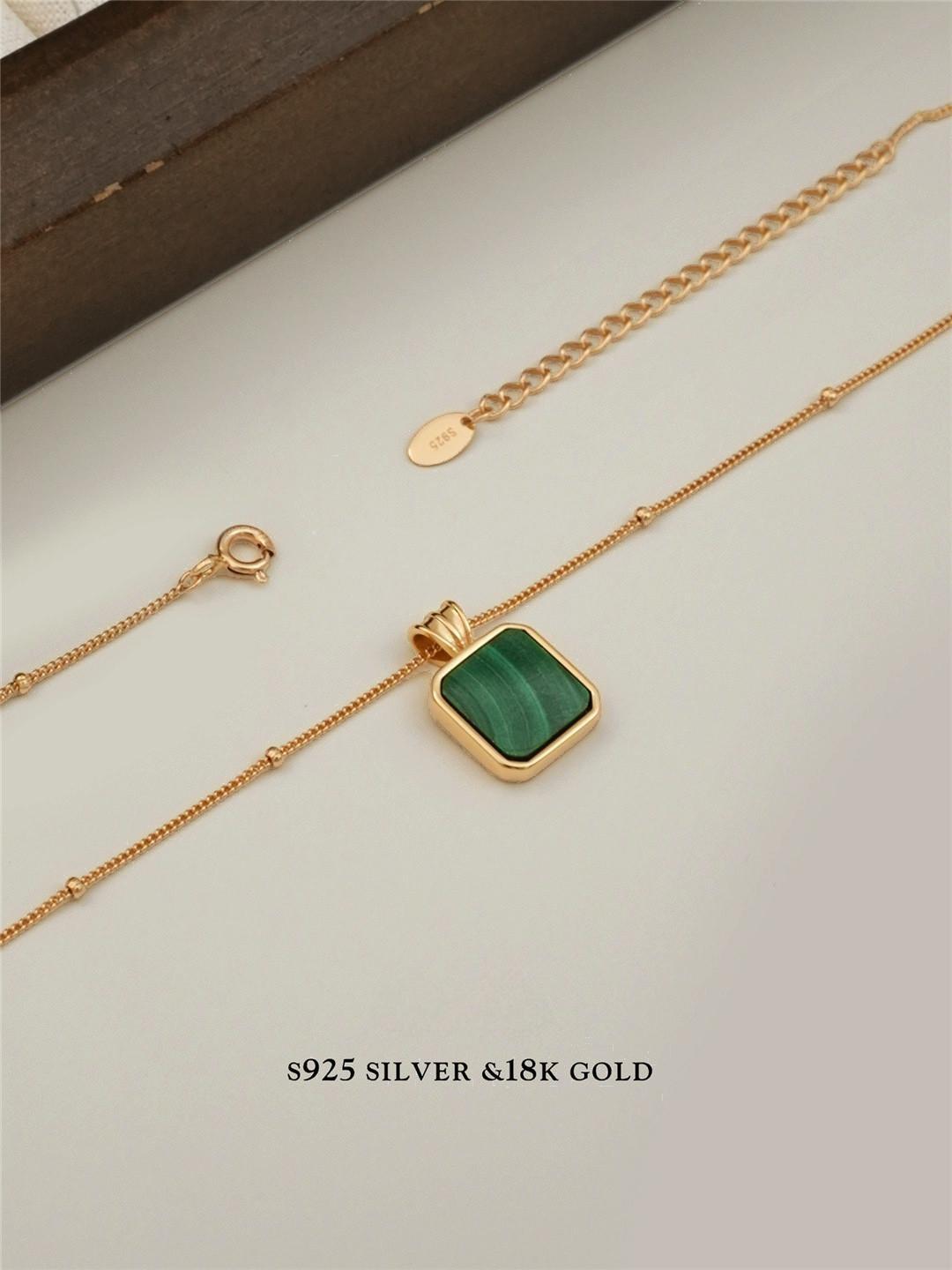 Malachite S925 Gold Plated Necklace