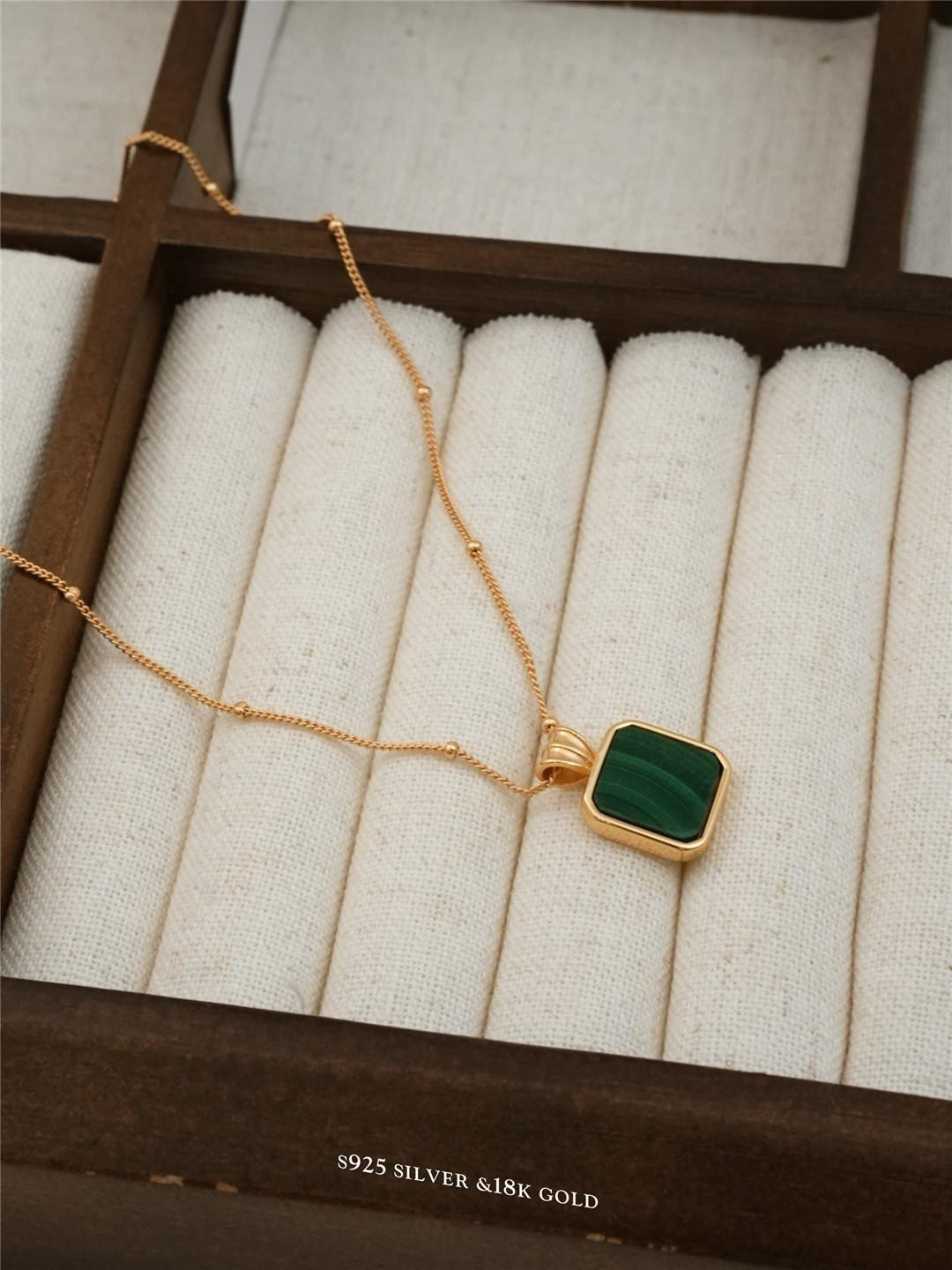 Malachite S925 Gold Plated Necklace