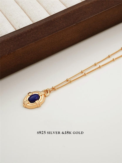 Vintage Lapis Lazuli Gold Plated Necklace