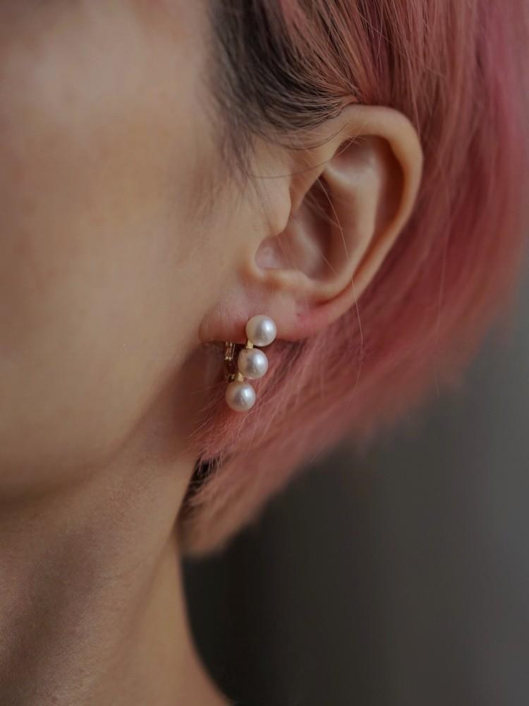 Freshwater Pearl Triple Row Gold Plated Earrings