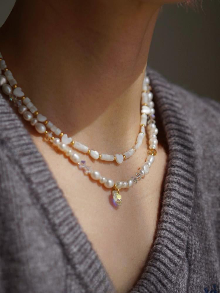 Natural Shell Heart Pendant Necklace