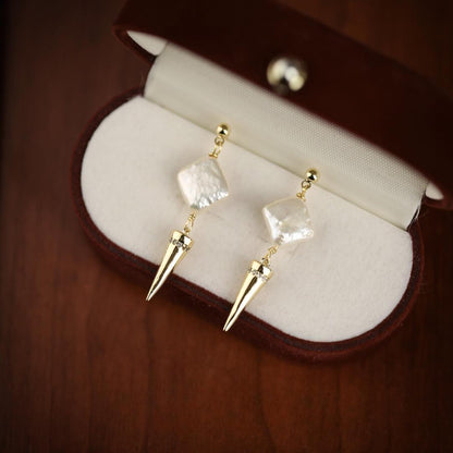 Irregular Baroque Pearl Cone Stud Earrings