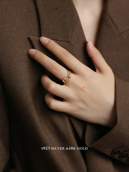 Minimalist Gold Plated Adjustable S925 Ring