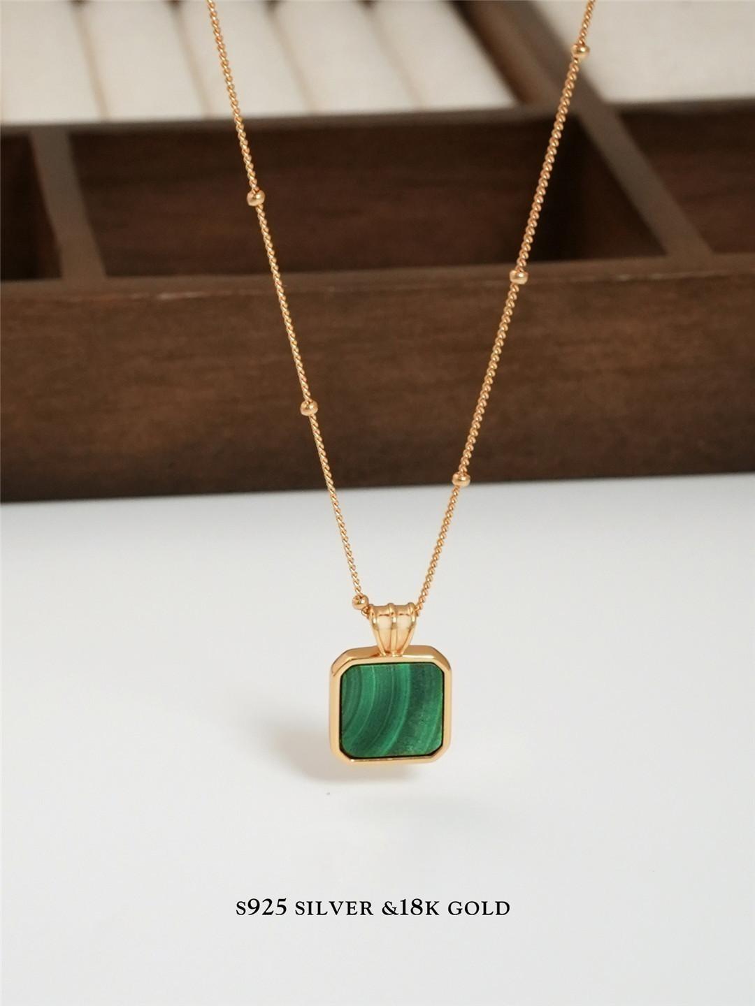 Malachite S925 Gold Plated Necklace