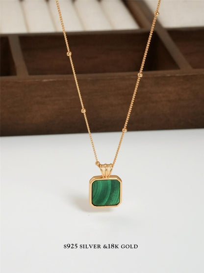 Malachite S925 Gold Plated Necklace