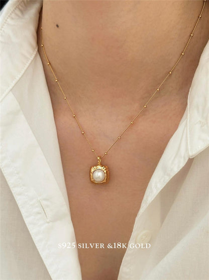 8mm Freshwater Pearl S925 Gold Plated Necklace