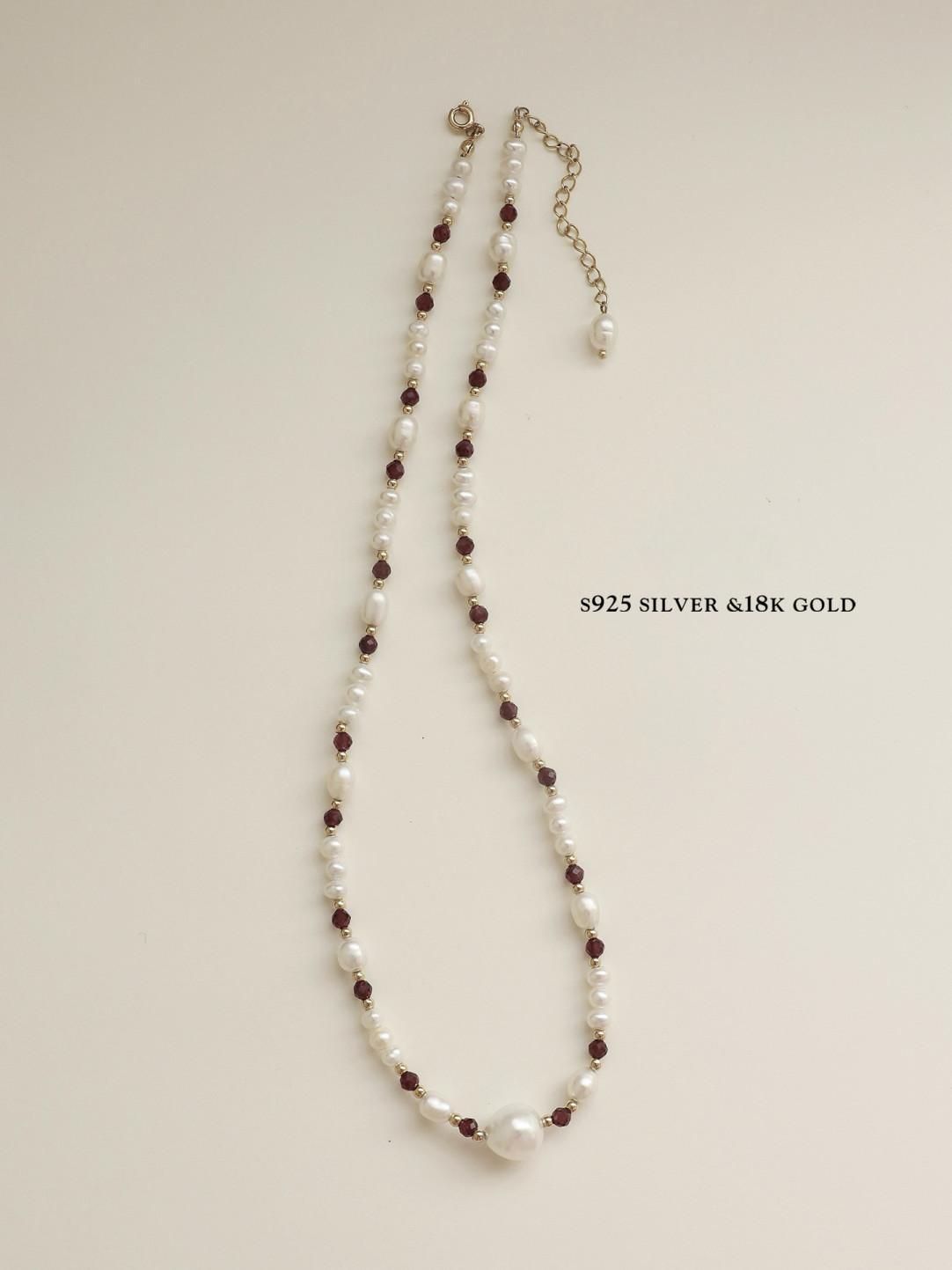 Handmade S925 Pearl Garnet Necklace