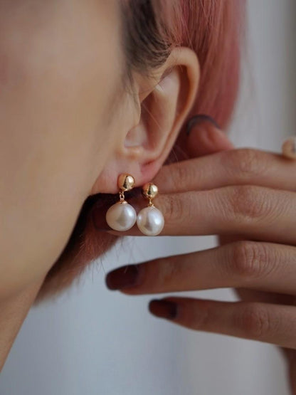 Baroque Freshwater Pearl Gold Plated Stud Earrings